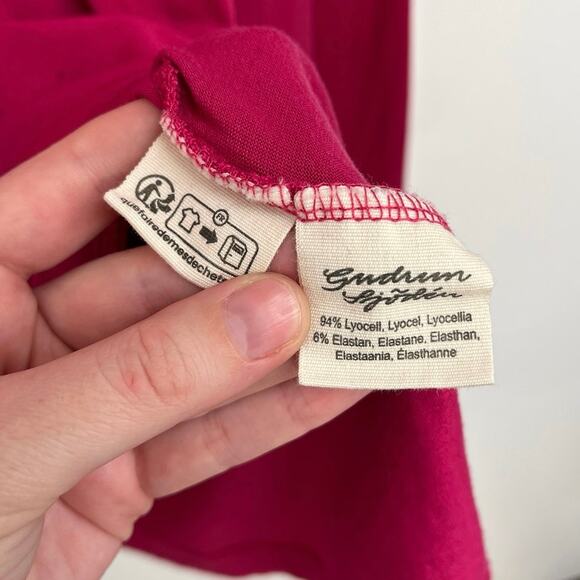 Gudrun Sjoden Lyocell Stretch Jersey Lightweight Colorful Fuchsia Turtleneck XL - Picture 7 of 9